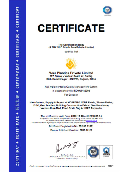 Veer Plastics ISO Certificate
