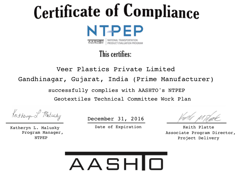 NTPEP Compliance Certificate